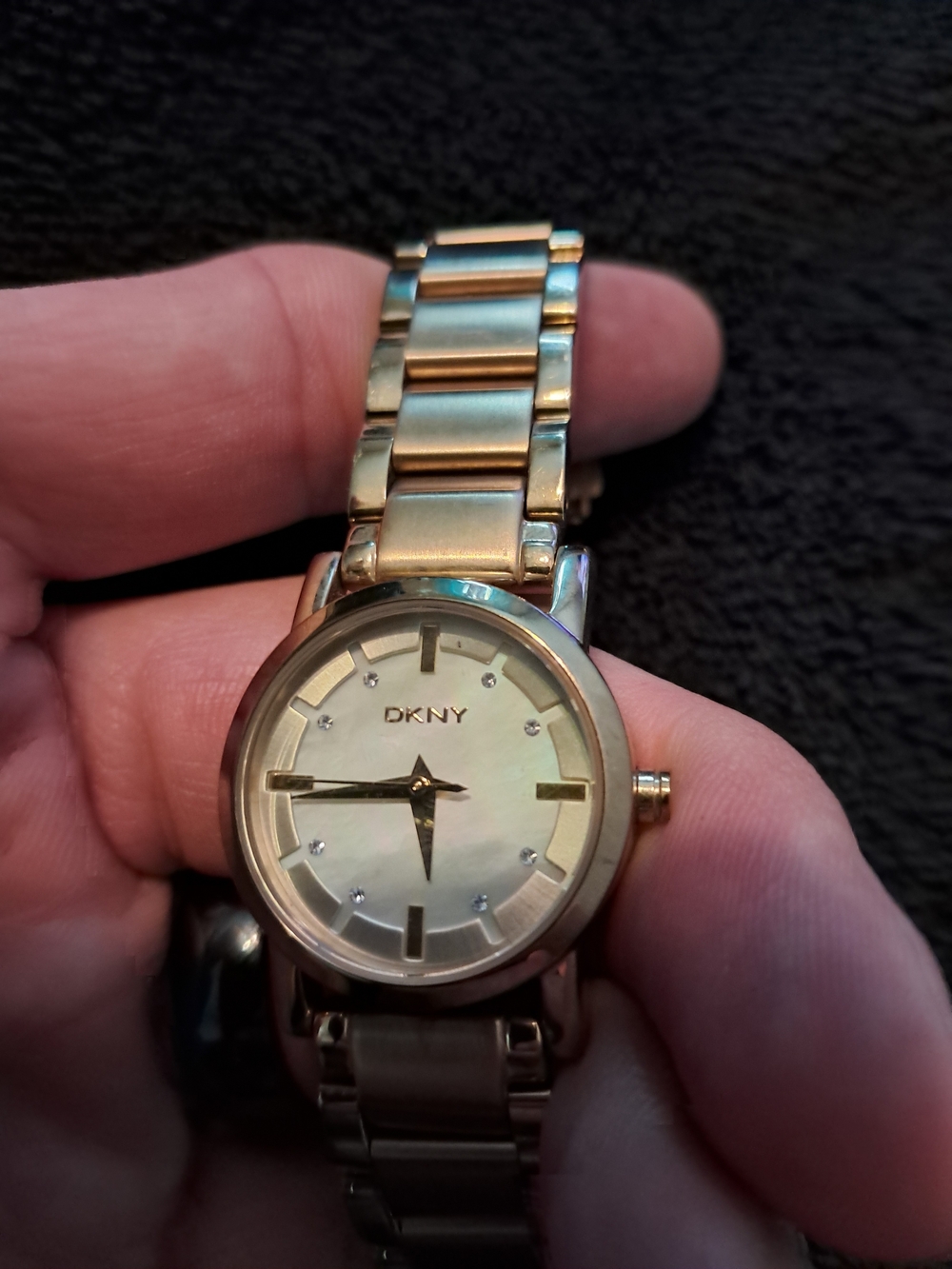 DKNY Women's Gold Tone Bracelet Watch with Mother-of-Pearl Dial